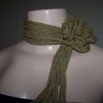 Hand Crocheted Flower Scarf/lariat/sacrflette/