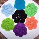 Two Alligator Clips With Crochet Flower.