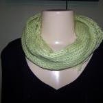 Hand Knitted Green Scarf/neck Warmer