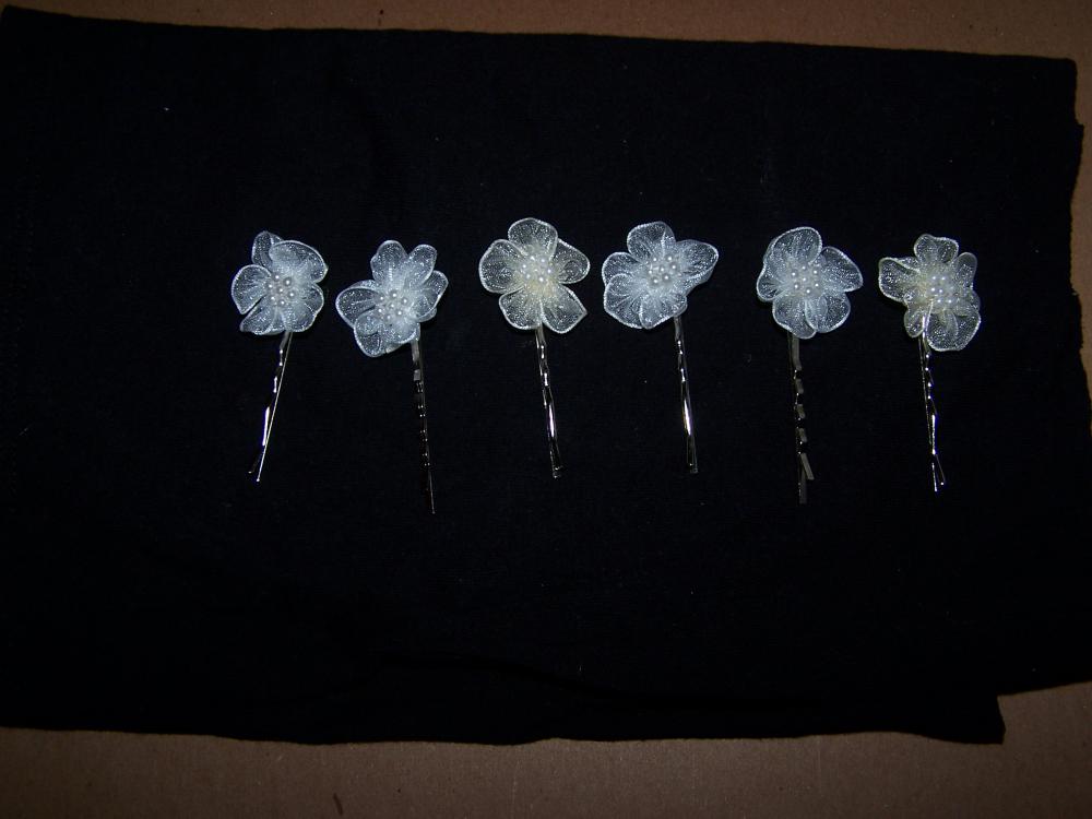 Six Bobby Pins With Flowers