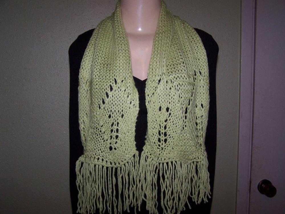 Hand Knitted Green Scarf/neck Warmer